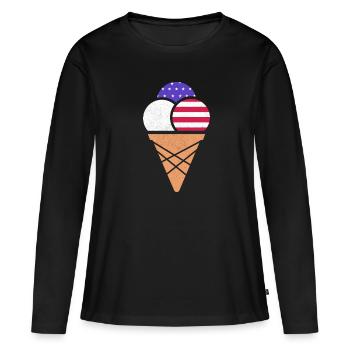 Eiscreme - Frauen Premium Bio Langarmshirt - Schwarz - Vorne - Julia (174cm)
