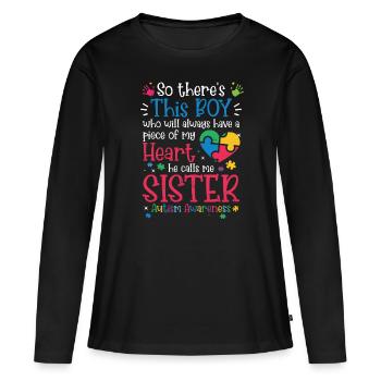 Autisme - T-shirt manches longues Premium bio Femme - noir - Devant - Julia (174cm)