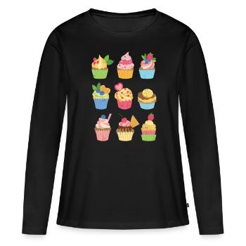Cupcake - T-shirt manches longues Premium bio Femme - noir - Devant - Julia (174cm)