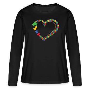 Autisme - T-shirt manches longues Premium bio Femme - noir - Devant - Julia (174cm)