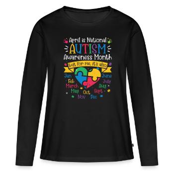 Autisme - T-shirt manches longues Premium bio Femme - noir - Devant - Julia (174cm)
