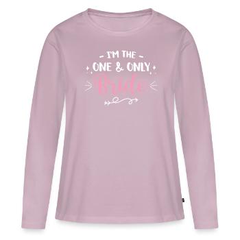 Enterrement de vie de jeune fille mariée - T-shirt manches longues Premium bio Femme - rose poudré - Devant - Julia (174cm)