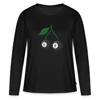 Kirsche Kirschbaum Kirschblüte Frucht Geschenk - Frauen Premium Bio Langarmshirt - Schwarz - Vorne - Julia (174cm)