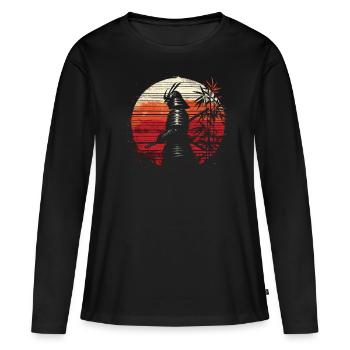 Samouraï - T-shirt manches longues Premium bio Femme - noir - Devant - Julia (174cm)