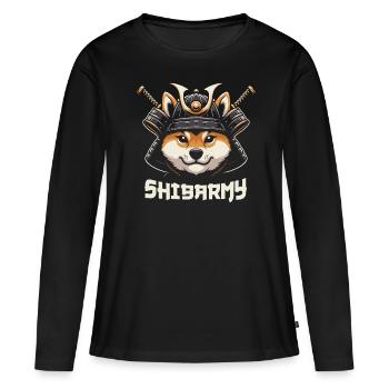Samouraï Ronin épée combat guerrier cadeau - T-shirt manches longues Premium bio Femme - noir - Devant - Julia (174cm)