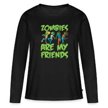 Zombie Zombie Hunter Zombie Apocalypse Cadeau - T-shirt manches longues Premium bio Femme - noir - Devant - Julia (174cm)