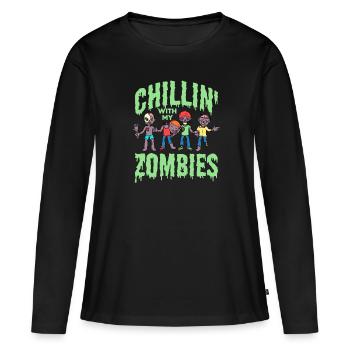 Zombie Zombie Hunter Zombie Apocalypse Cadeau - T-shirt manches longues Premium bio Femme - noir - Devant - Julia (174cm)
