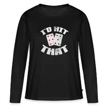 Blackjack Blackjack Jeu de cartes Casino Cadeau - T-shirt manches longues Premium bio Femme - noir - Devant - Julia (174cm)