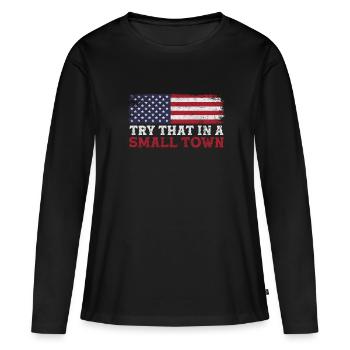 Pays - T-shirt manches longues Premium bio Femme - noir - Devant - Julia (174cm)