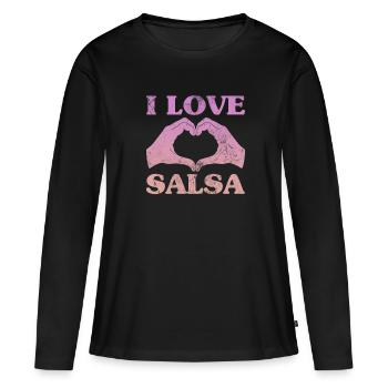 Salsa - T-shirt manches longues Premium bio Femme - noir - Devant - Julia (174cm)