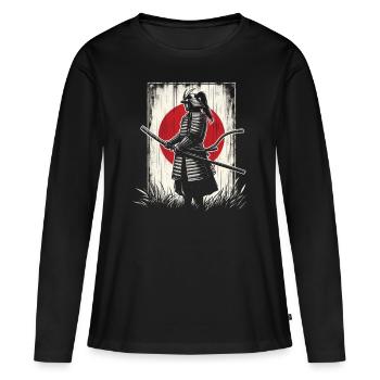 Cadeau de guerrier de combat à l’épée Samouraï Ronin - T-shirt manches longues Premium bio Femme - noir - Devant - Julia (174cm)