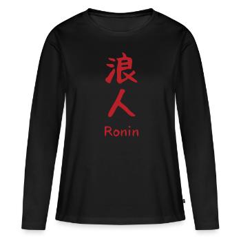 Cadeau de guerrier de combat à l’épée Samouraï Ronin - T-shirt manches longues Premium bio Femme - noir - Devant - Julia (174cm)