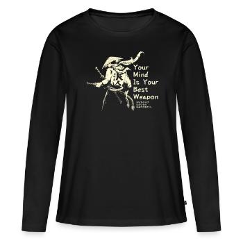 Cadeau de guerrier de combat à l’épée Samouraï Ronin - T-shirt manches longues Premium bio Femme - noir - Devant - Julia (174cm)