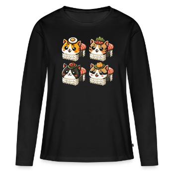 Sushi - T-shirt manches longues Premium bio Femme - noir - Devant - Julia (174cm)