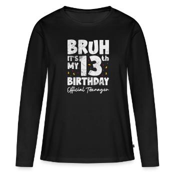 Adolescent - T-shirt manches longues Premium bio Femme - noir - Devant - Julia (174cm)