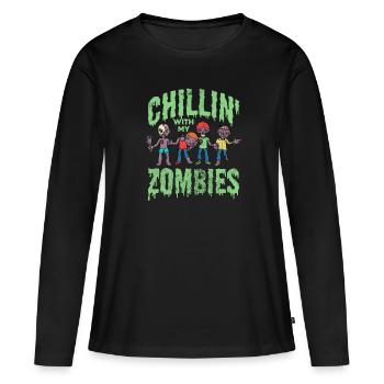 Zombie - Frauen Premium Bio Langarmshirt - Schwarz - Vorne - Julia (174cm)