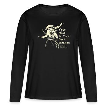 Samouraï - T-shirt manches longues Premium bio Femme - noir - Devant - Julia (174cm)
