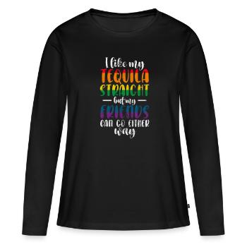 Tequila - Frauen Premium Bio Langarmshirt - Schwarz - Vorne - Julia (174cm)