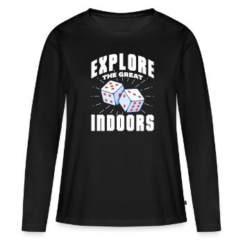Jeux de société Jeux de société Jeux de nuit Jeux de société Cadeau - T-shirt manches longues Premium bio Femme - noir - Devant - Julia (174cm)