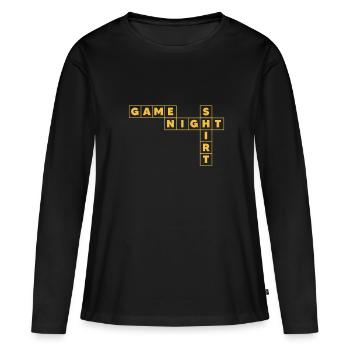 Jeux de société Jeux de société Jeux de nuit Jeux de société Cadeau - T-shirt manches longues Premium bio Femme - noir - Devant - Julia (174cm)