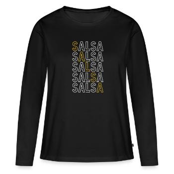 Salsa Danse Cuba Danse Latino Cours de Danse Cadeau - T-shirt manches longues Premium bio Femme - noir - Devant - Julia (174cm)