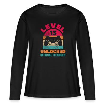 Adolescent - T-shirt manches longues Premium bio Femme - noir - Devant - Julia (174cm)
