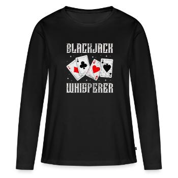 Blackjack Blackjack Jeu de cartes Casino Cadeau - T-shirt manches longues Premium bio Femme - noir - Devant - Julia (174cm)