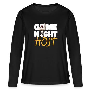 Jeux de société Jeux de société Jeux de nuit Jeux de société Cadeau - T-shirt manches longues Premium bio Femme - noir - Devant - Julia (174cm)
