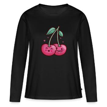 Cerise - T-shirt manches longues Premium bio Femme - noir - Devant - Julia (174cm)