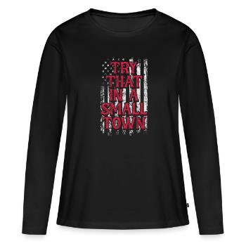 Pays - T-shirt manches longues Premium bio Femme - noir - Devant - Julia (174cm)