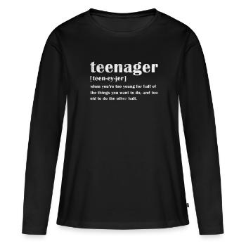 Adolescent - T-shirt manches longues Premium bio Femme - noir - Devant - Julia (174cm)