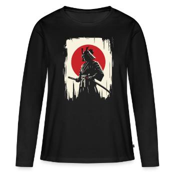 Samouraï Ronin épée guerrier de combat cadeau - T-shirt manches longues Premium bio Femme - noir - Devant - Julia (174cm)
