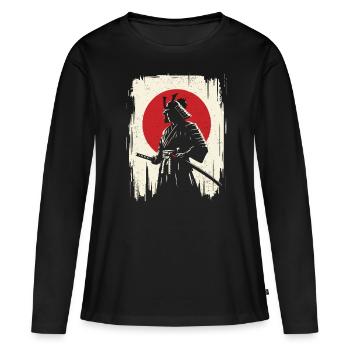 Samouraï - T-shirt manches longues Premium bio Femme - noir - Devant - Julia (174cm)