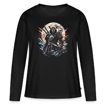 Samouraï - T-shirt manches longues Premium bio Femme - noir - Devant - Julia (174cm)