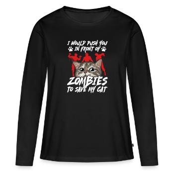 Zombie Zombie Chasseur de Zombie Apocalypse Cadeau - T-shirt manches longues Premium bio Femme - noir - Devant - Julia (174cm)