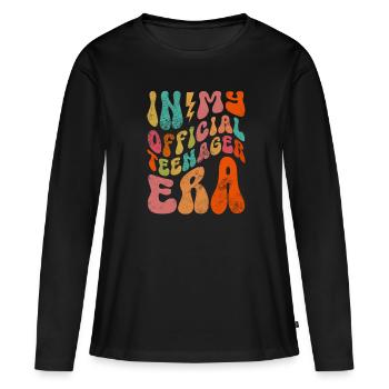 Adolescent - T-shirt manches longues Premium bio Femme - noir - Devant - Julia (174cm)