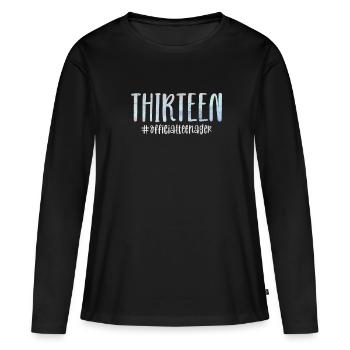 Adolescent - T-shirt manches longues Premium bio Femme - noir - Devant - Julia (174cm)