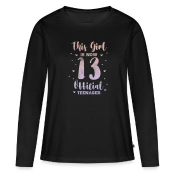 Adolescent - T-shirt manches longues Premium bio Femme - noir - Devant - Julia (174cm)