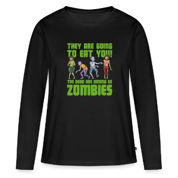 Zombie Zombie Chasseur de Zombie Apocalypse Cadeau - T-shirt manches longues Premium bio Femme - noir - Devant - Julia (174cm)