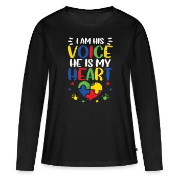 Autisme - T-shirt manches longues Premium bio Femme - noir - Devant - Julia (174cm)