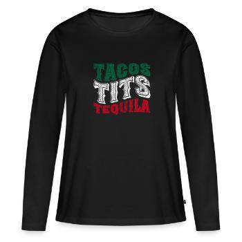 Téquila - T-shirt manches longues Premium bio Femme - noir - Devant - Julia (174cm)