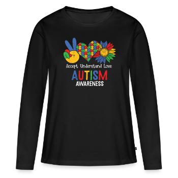 Autisme - T-shirt manches longues Premium bio Femme - noir - Devant - Julia (174cm)