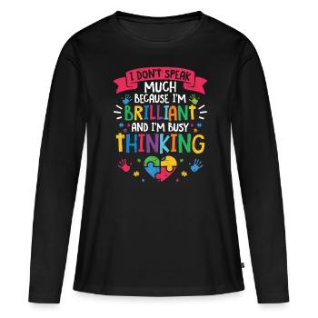 Autisme - T-shirt manches longues Premium bio Femme - noir - Devant - Julia (174cm)