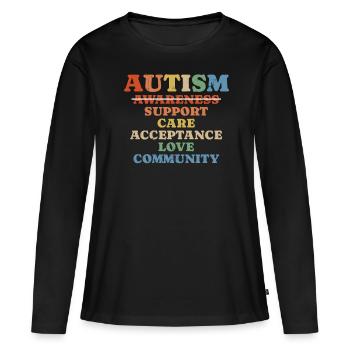 Autisme - T-shirt manches longues Premium bio Femme - noir - Devant - Julia (174cm)