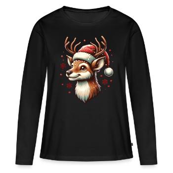 Rentier Weihnachten Schneefall - Frauen Premium Bio Langarmshirt - Schwarz - Vorne - Julia (174cm)
