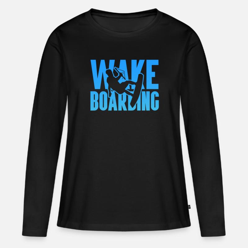 Wakeboard Wakeboarder Wakeboarding Geschenk - Frauen Premium Bio Langarmshirt - Schwarz