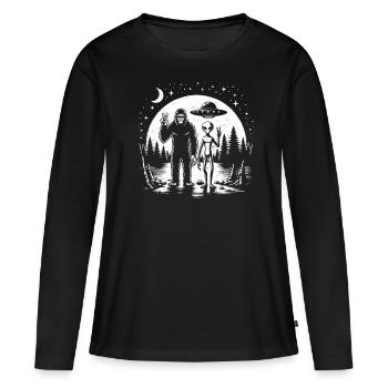 Étranger - T-shirt manches longues Premium bio Femme - noir - Devant - Julia (174cm)
