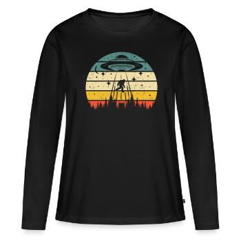 Étranger - T-shirt manches longues Premium bio Femme - noir - Devant - Julia (174cm)