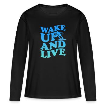 Wakeboard Wakeboarder Wakeboard Cadeau - T-shirt manches longues Premium bio Femme - noir - Devant - Julia (174cm)