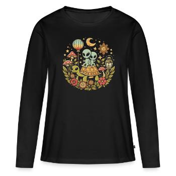 Étranger - T-shirt manches longues Premium bio Femme - noir - Devant - Julia (174cm)